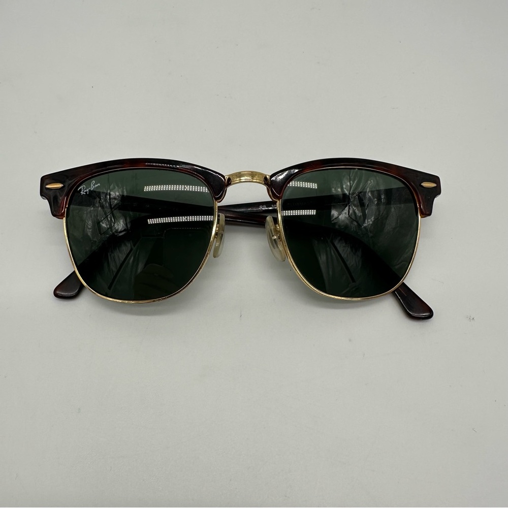 Ray-Ban Clubmaster Tortoiseshell Gold Frame Sunglasses Green Lenses